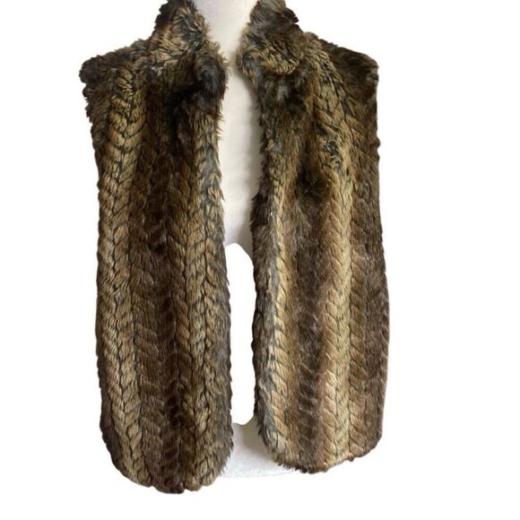 Ecote Faux Fur Vest Brown Tan Super Soft Lined With Pockets Size Large - Picture 1 of 5